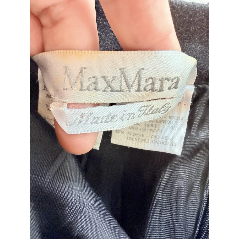 MaxMara Pencil Skirt Wool Cashmere US‎ 2 EU 32 Charcoal Designer Made in Italy